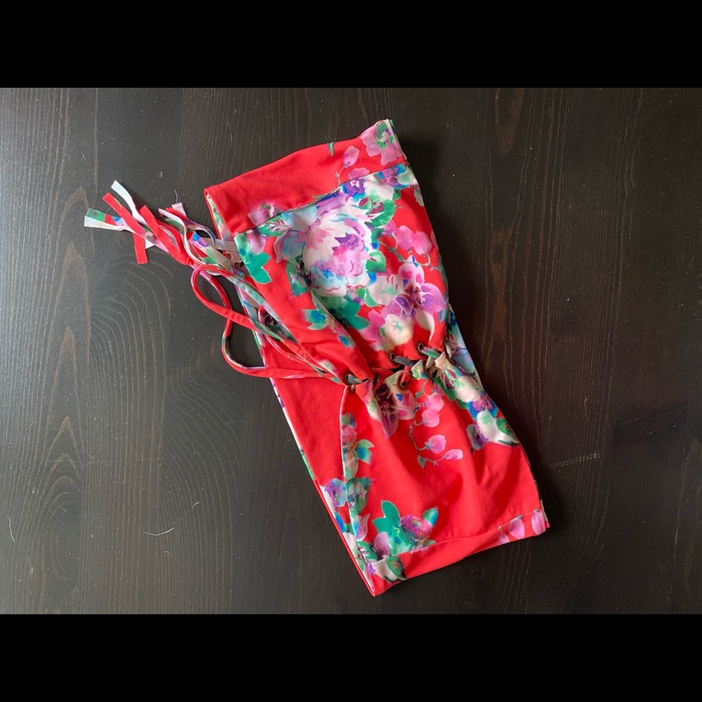 Montce Red Floral Corset Bikini Top